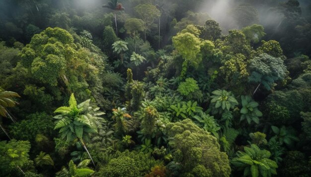 El crecimiento de la selva tropical rodea la belleza de la cordillera bajo el agua generada por IA