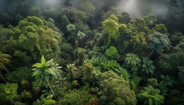 El crecimiento de la selva tropical rodea la belleza de la cordillera bajo el agua generada por IA