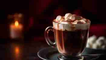 Foto gratuita crema batida y chocolate en café con leche caliente generado por ia