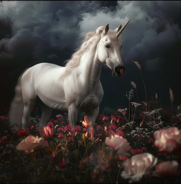 Foto gratuita una criatura de unicornio fotorrealista