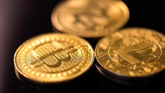 Criptomonedas físicas monedas de oro Bitcoin