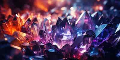 Foto gratuita los cristales multicolores brillan contra un telón de fondo abismal