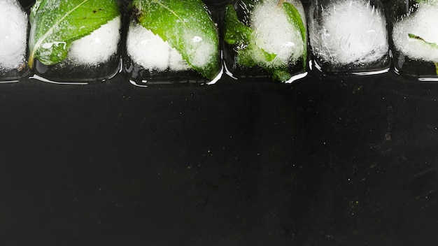 Foto gratuita cubitos de hielo en fila