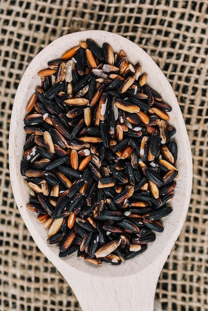 Cuchara con arroz negro