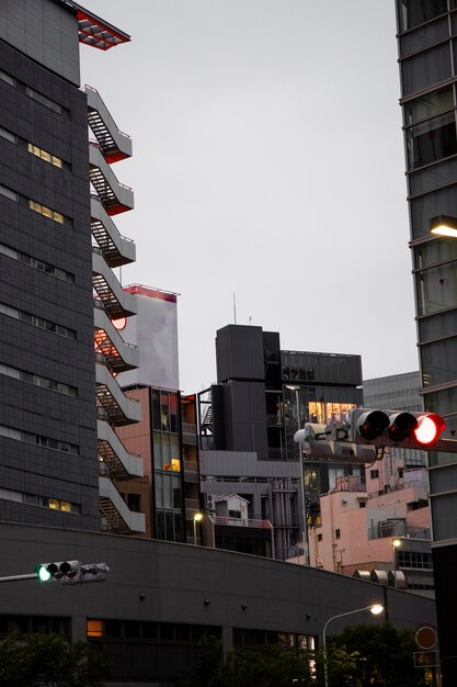 Cultura japonesa con edificios