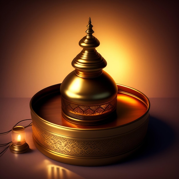 Foto gratuita una cúpula dorada con una lámpara y la palabra eid.