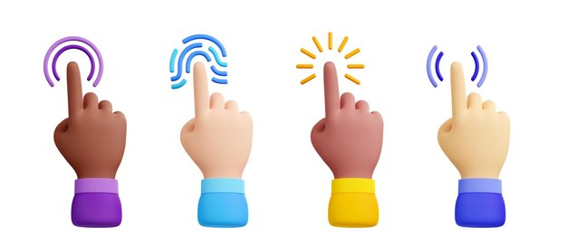 Cursor de la computadora con la mano y haga clic en el icono