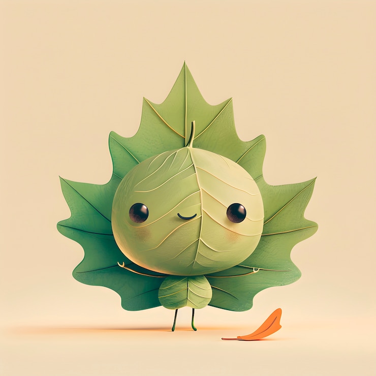 Photo Gratis cute leaf cartoon illustration