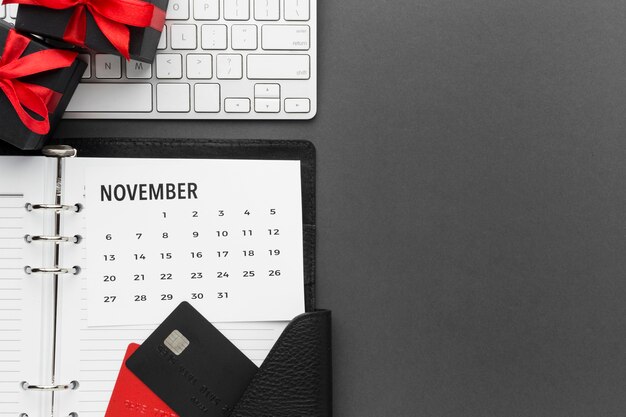 Cyber monday sale noviembre calendario espacio de copia