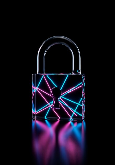 Cyberpunk lock with neon lines