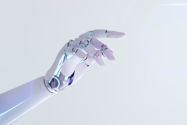 Cyborg mano señalando con el dedo, tecnología de inteligencia artificial