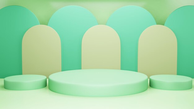 D renderizado verde brillante cilindro podio mínimo estudio fondo abstracto d forma geométrica objeto