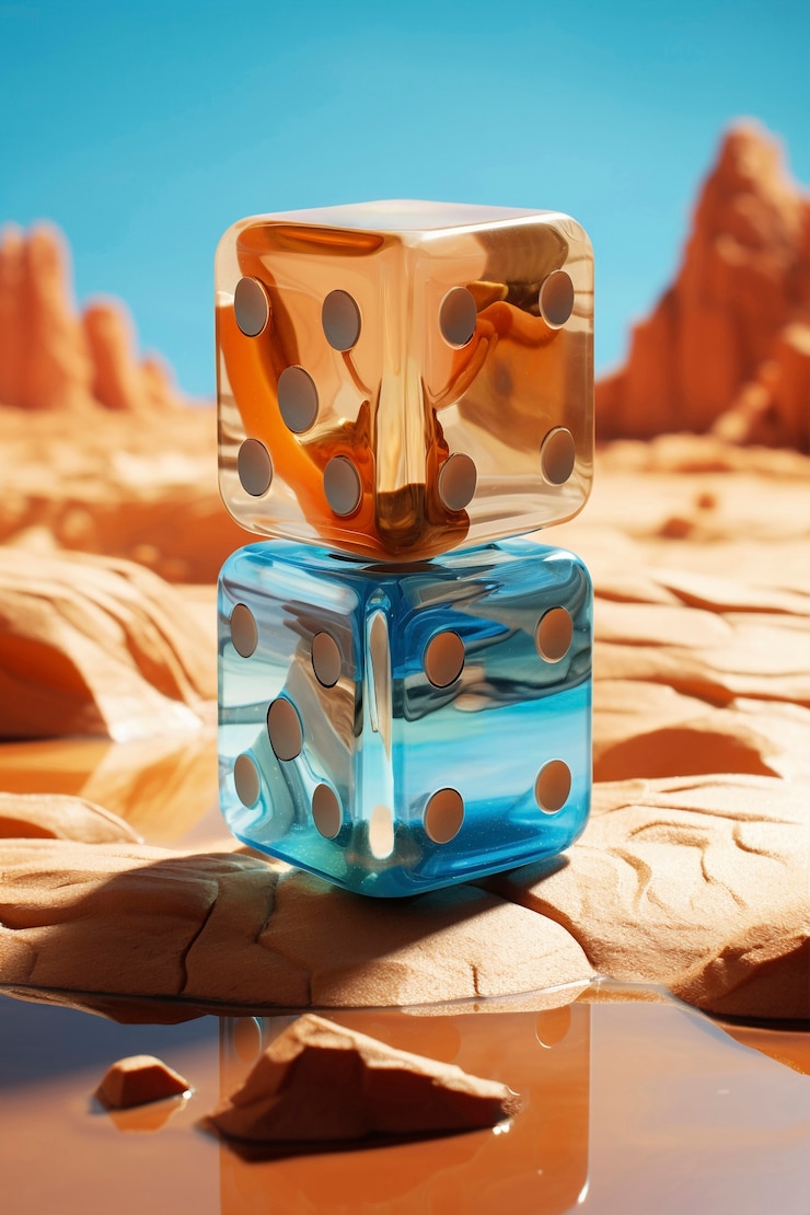 Foto gratuito los dados 3d en la naturaleza