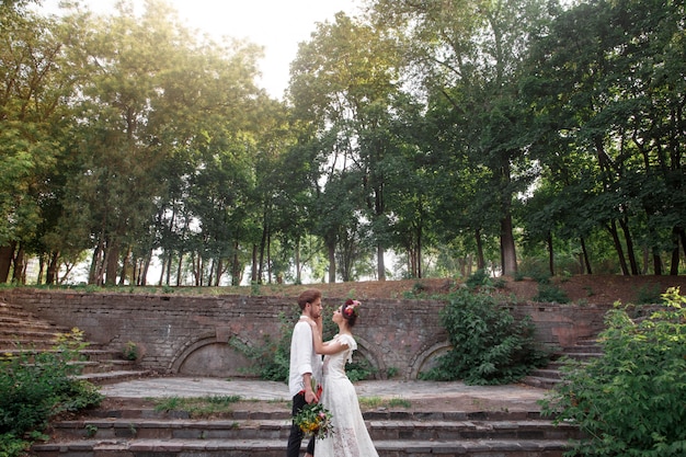 Decoración de la boda en el jardín.