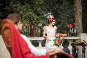 Foto gratuita decoración de bodas al estilo boho