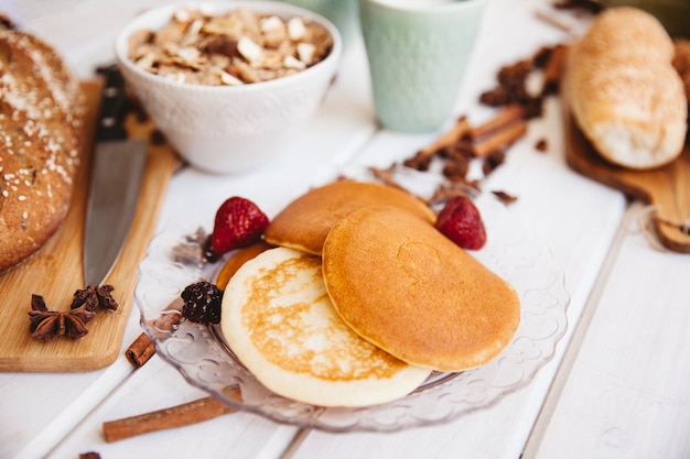 Decoración de desayuno con tortitas