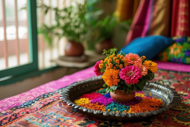 Foto gratuita decoración floral muy detallada de navratri.