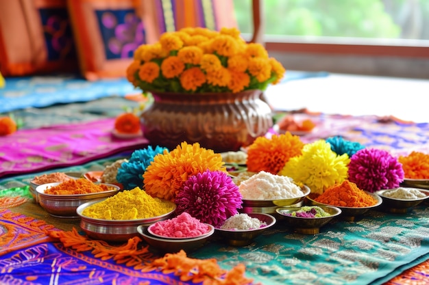 Foto gratuita decoración floral muy detallada de navratri.