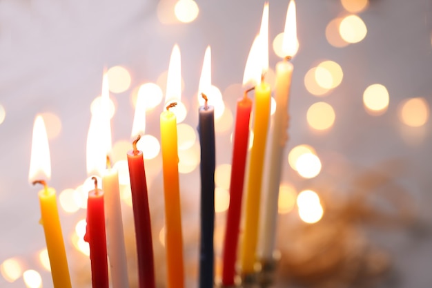 Decoración de Hanukkah con velas