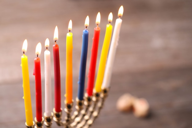 Decoración de Hanukkah con velas