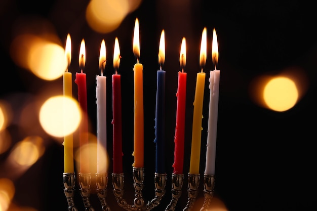 Foto gratuita decoración de hanukkah con velas