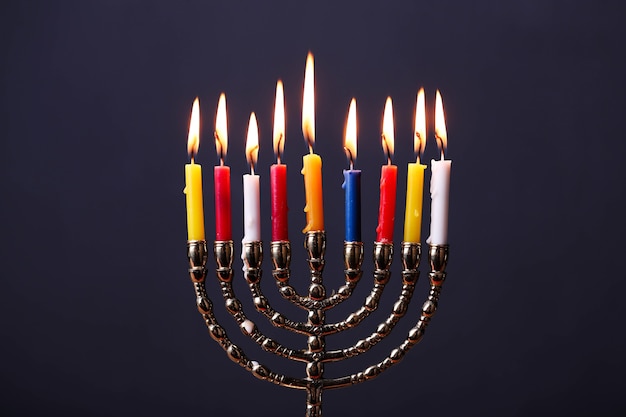 Decoración de Hanukkah con velas