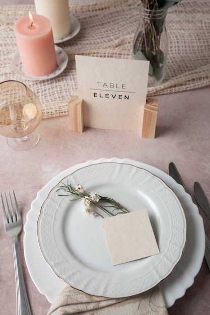 Decoración de número de mesa de boda