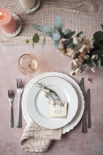 Foto gratuita decoración de número de mesa de boda