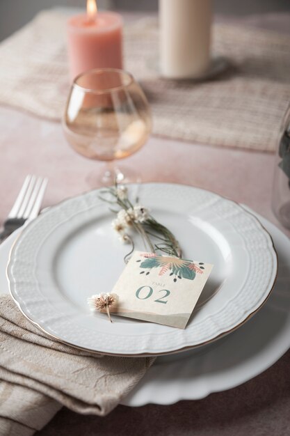 Decoración de número de mesa de boda