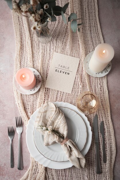 Decoración de número de mesa de boda