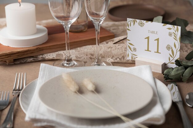 Decoración de número de mesa de boda