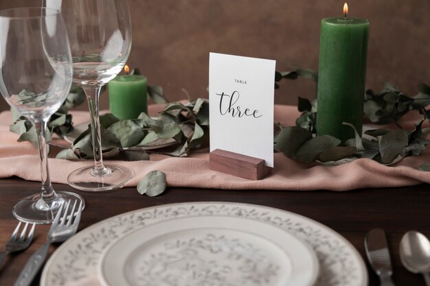 Decoración de número de mesa de boda