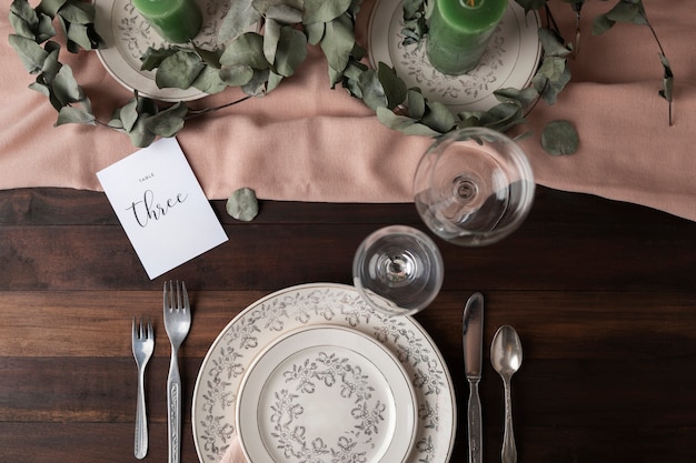 Decoración de número de mesa de boda