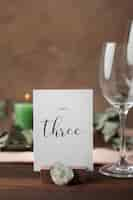 Foto gratuita decoración de número de mesa de boda