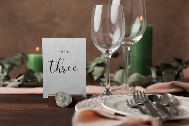 Decoración de número de mesa de boda