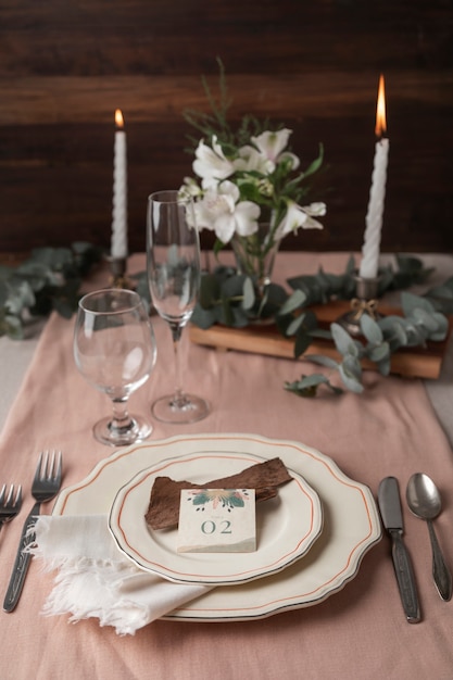 Decoración de número de mesa de boda