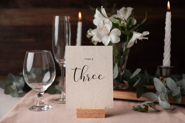 Decoración de número de mesa de boda