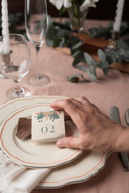 Decoración de número de mesa de boda