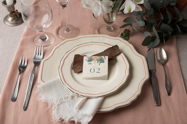 Decoración de número de mesa de boda