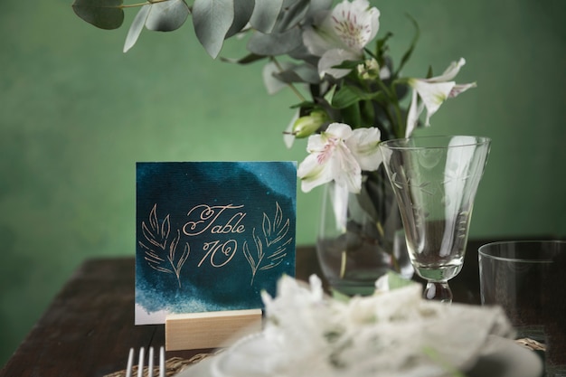 Decoración de número de mesa de boda