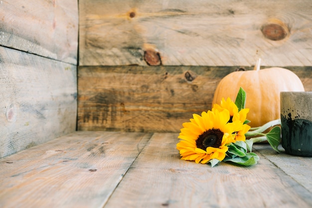 Decoración de otoño con espacio