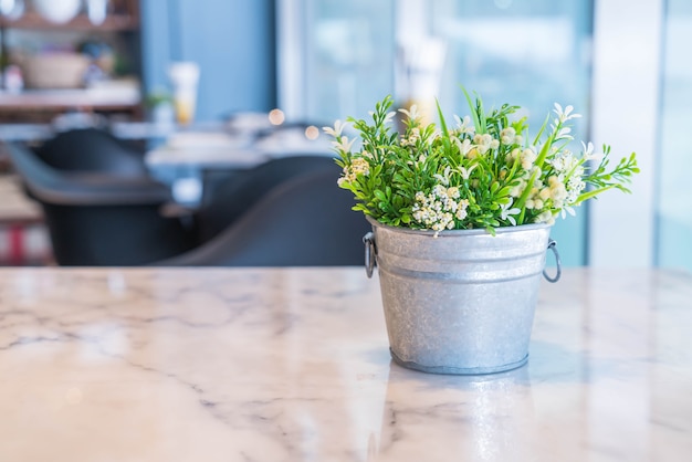 Decoración de planta de florero con sala vacía