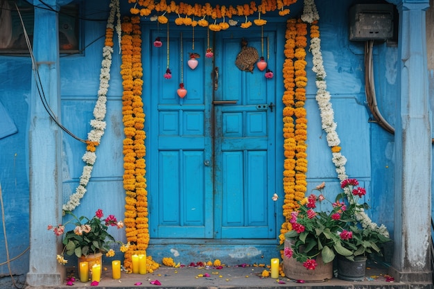 Foto gratuita decoración de puerta muy detallada de navratri.