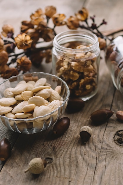 Foto gratuita decoración de varios tipos de nueces