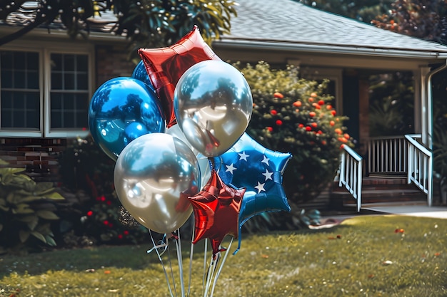 Foto gratuita decoraciones domésticas de colores estadounidenses para la celebración del día de la independencia