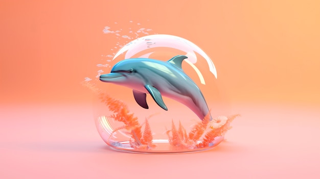 Foto gratuita delfín en 3d con colores vibrantes