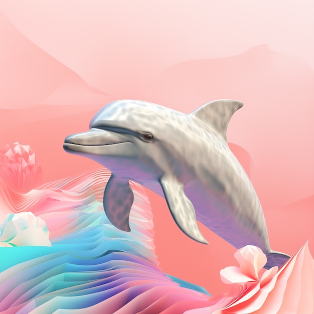 Foto gratuita un delfín en 3d en el estudio