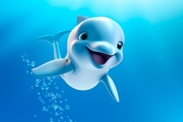 Delfín de dibujos animados lindo sonriendo