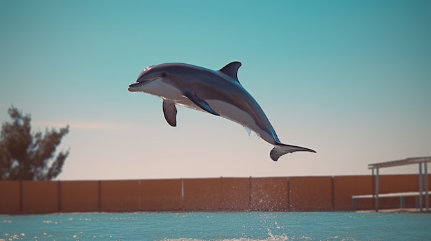 Foto gratuita delfín saltando fuera del agua