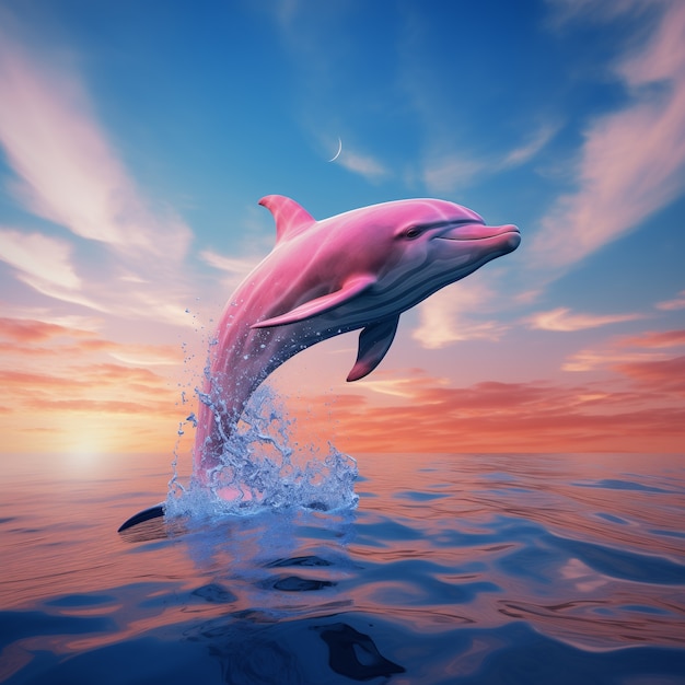 Foto gratuita delfines en 3d al aire libre